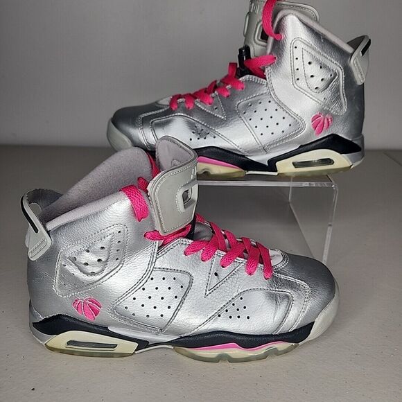 Air Jordan VI 6 Valentine's Day Retro Silver Pink Size 5.5Y 543390-009 EU38 - Picture 1 of 10